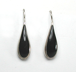 Mexican sterling silver and black onyx pendant and earrings set