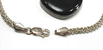 Mexican sterling silver and black onyx pendant and earrings set