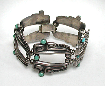 Mexican sterling silver and  turquoise necklace and bracelet set