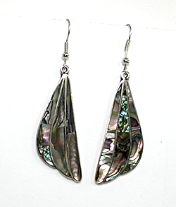 three Mexican abalone pin pendant and one pair abalone earrings