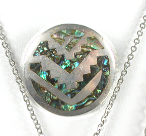 three Mexican abalone pin pendant and one pair abalone earrings