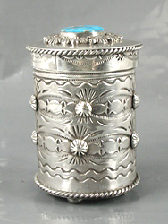Navajo sterling silver onyx box