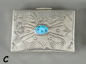 Authentic Native American sterling silver pill  pill box with turquoise stone by Navajo Virginia Sandoval