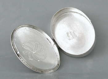 Authentic Native American Sterling Silver Stamped Oval Pill Box by Navajo silversmith Jeffrey Castillo