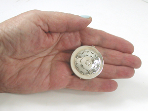 Authentic Native American Sterling Silver Stamped Round Pill Box by Navajo silversmith Cecil Sanders
