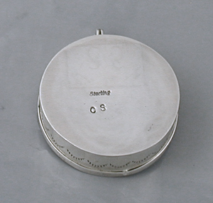 Authentic Native American Sterling Silver Stamped Round Pill Box by Navajo silversmith Cecil Sanders