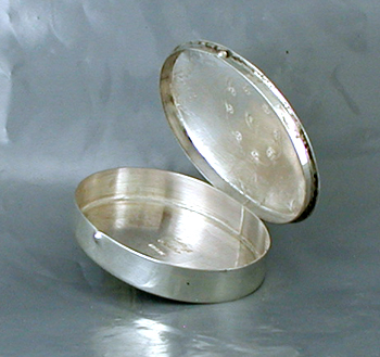 Authentic Native American Sterling Silver Stamped Oval Pill Box by Navajo silversmith Jeffrey Castillo