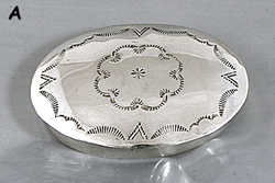 Authentic Native American Sterling Silver Stamped Oval Pill Box by Navajo silversmith Jeffrey Castillo