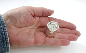 Authentic Native American Sterling Silver Stamped Tube Pill Box by Navajo silversmith Cecil Sanders