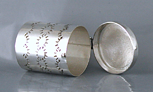 Authentic Native American Sterling Silver Stamped Tube Pill Box by Navajo silversmith Cecil Sanders