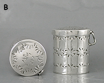 Authentic Native American Sterling Silver Stamped Tube Pill Box by Navajo silversmith Cecil Sanders