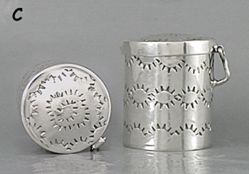 Authentic Native American Sterling Silver Stamped Tube Pill Box by Navajo silversmith Cecil Sanders