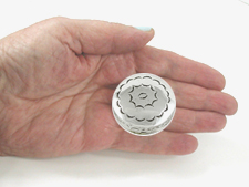 Authentic Native American Stamped Sterling Silver Round Pill Box by Navajo silversmith Jeffrey Chee
