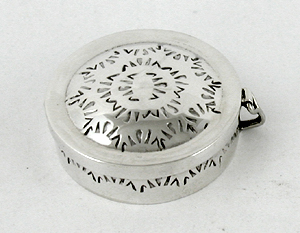 Authentic Native American Sterling Silver Stamped Pill Box by Navajo silversmith Cecil Sanders