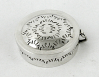 Authentic Native American Sterling Silver Stamped Round Pill Box by Navajo silversmith Cecil Sanders