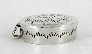 Authentic Native American Sterling Silver Stamped round pill Box by Navajo silversmith Cecil Sanders