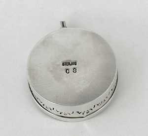 Authentic Native American Sterling Silver Stamped round pill Box by Navajo silversmith Cecil Sanders