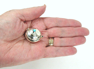 Navajo Handmade Sterling Silver and Turquioise Miniature Round Kettle