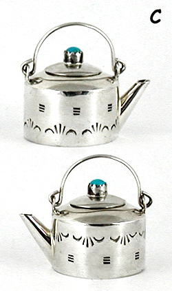 Authentic Native American Handmade Sterling Silver and Turquioise Miniature ketrtle by Navajo artisan Wesley K. Whitman