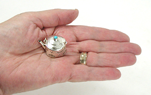 Authentic Native American Handmade Sterling Silver and Turquioise Miniature ketrtle by Navajo artisan Wesley K. Whitman