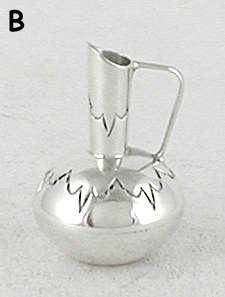 Authentic Native American Handmade Sterling Silver Miniature pitcher by Navajo artisan Wesley Whitman