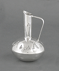 Authentic Native American Handmade Sterling Silver Miniature pitcher by Navajo artisan Wesley Whitman