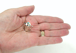 Navajo Handmade Sterling Silver and Turquioise Miniature Coffee Pot