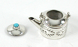 Authentic Native American Handmade Sterling Silver and Turquioise Miniature ketrtle by Navajo artisan Wesley K. Whitman