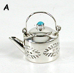 Authentic Native American Handmade Sterling Silver and Turquioise Miniature ketrtle by Navajo artisan Wesley K. Whitman