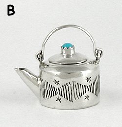 Authentic Native American Handmade Sterling Silver and Turquioise Miniature ketrtle by Navajo artisan Wesley K. Whitman