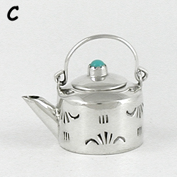 Authentic Native American Handmade Sterling Silver and Turquioise Miniature ketrtle by Navajo artisan Wesley K. Whitman