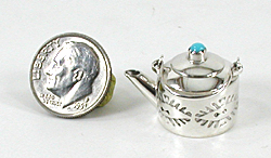 Authentic Native American Handmade Sterling Silver and Turquioise Miniature ketrtle by Navajo artisan Wesley K. Whitman
