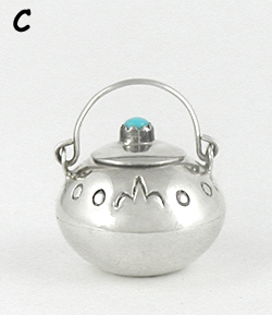 Authentic Native American Handmade Sterling Silver and Turquioise Miniature ketrtle by Navajo artisan Wesley K. Whitman