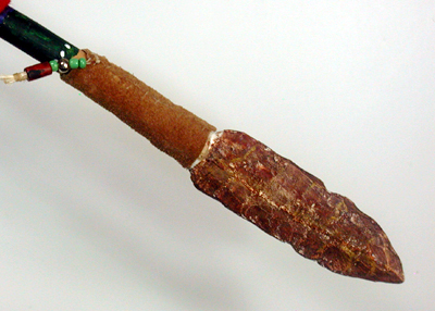 Authentic Native American decorative spear wall hanging by Oglala Lakota artisan at Pine Ridge Reservation in South Dakota.