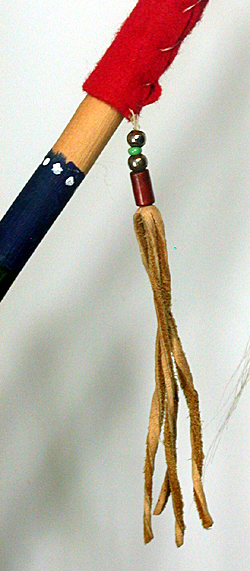 Authentic Native American decorative spear wall hanging by Oglala Lakota artisan at Pine Ridge Reservation in South Dakota.