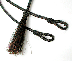 Braided Australian style horsehair stampede string with tassel and adjustable slider knot