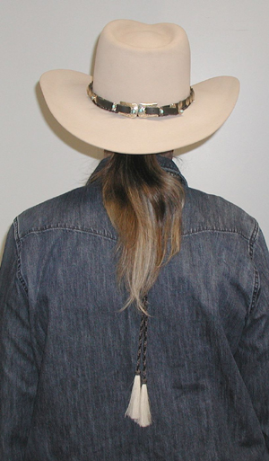 Braided Australian style horsehair stampede string with tassel and adjustable slider knot