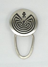 Authentic Native American Sterling Silver Man in a Maze Key Ring by Navajo Stanley Gene