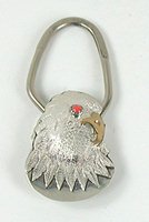 Authentic Native American Sterling Silver and Coral Eagle Key Ring by Navajo Betty Yazzie
