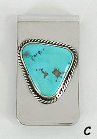 Authentic Native American Turquoise Money Clip by Navajo Cecil Atencio