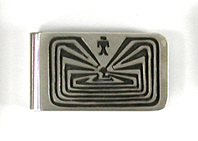 Native American Navajo Sterling Silver Man-in-a-Maze Money Clip