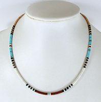 Mixed Stone heishi necklace 17 inch
