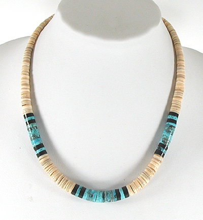 Authentic Native American Heishi Necklace by Santo Domingo artisan Lupe Lovato