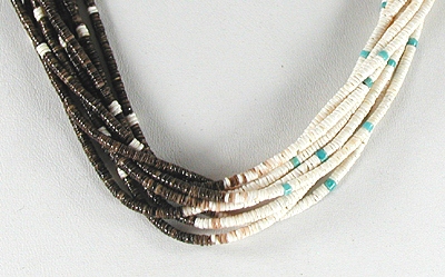 Authentic Native American Shell Heishi 10 Strand 25 inch Necklace by Santo Domingo artisan Ramona Bird