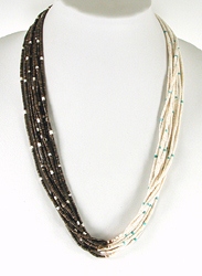 Authentic Native American Shell Heishi 10 Strand 25 inch Necklace by Santo Domingo artisan Ramona Bird 