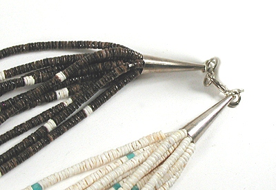 Authentic Native American Shell Heishi 10 Strand 25 inch Necklace by Santo Domingo artisan Ramona Bird