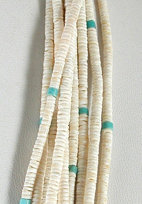 Authentic Native American Shell Heishi 10 Strand 25 inch Necklace by Santo Domingo artisan Ramona Bird
