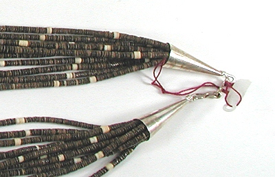 Authentic Native American Shell Heishi 10 Strand 25 inch Necklace by Santo Domingo artisan Ramona Bird
