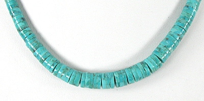 Authentic Native American 17 inch graduated turquoise Heishi  Necklace by the Navajo Teller family