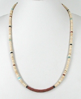 Authentic Native American 25 inch graduated Melon Shell Heishi  Necklace by Torevia Crespin, Santo Domingo